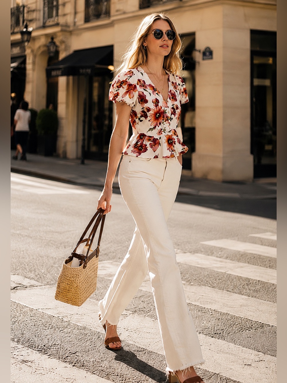 NWT The Kooples Satin Daisy Flowers Peplum Hem Blouse Size XS